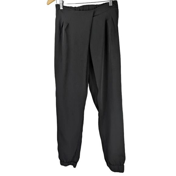 Topshop Women’s Black Wrap Front Casual Pull Up Pants Jogger Size 2 - Picture 2 of 11